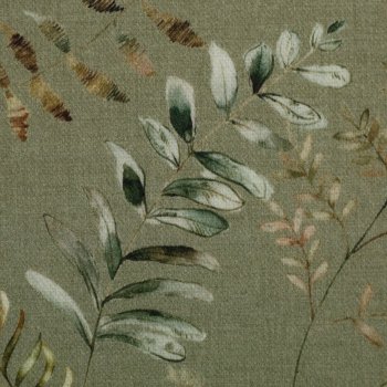Preview: Baumwoll Canvas Herbstzaube – Blätter & Farne, altmint
